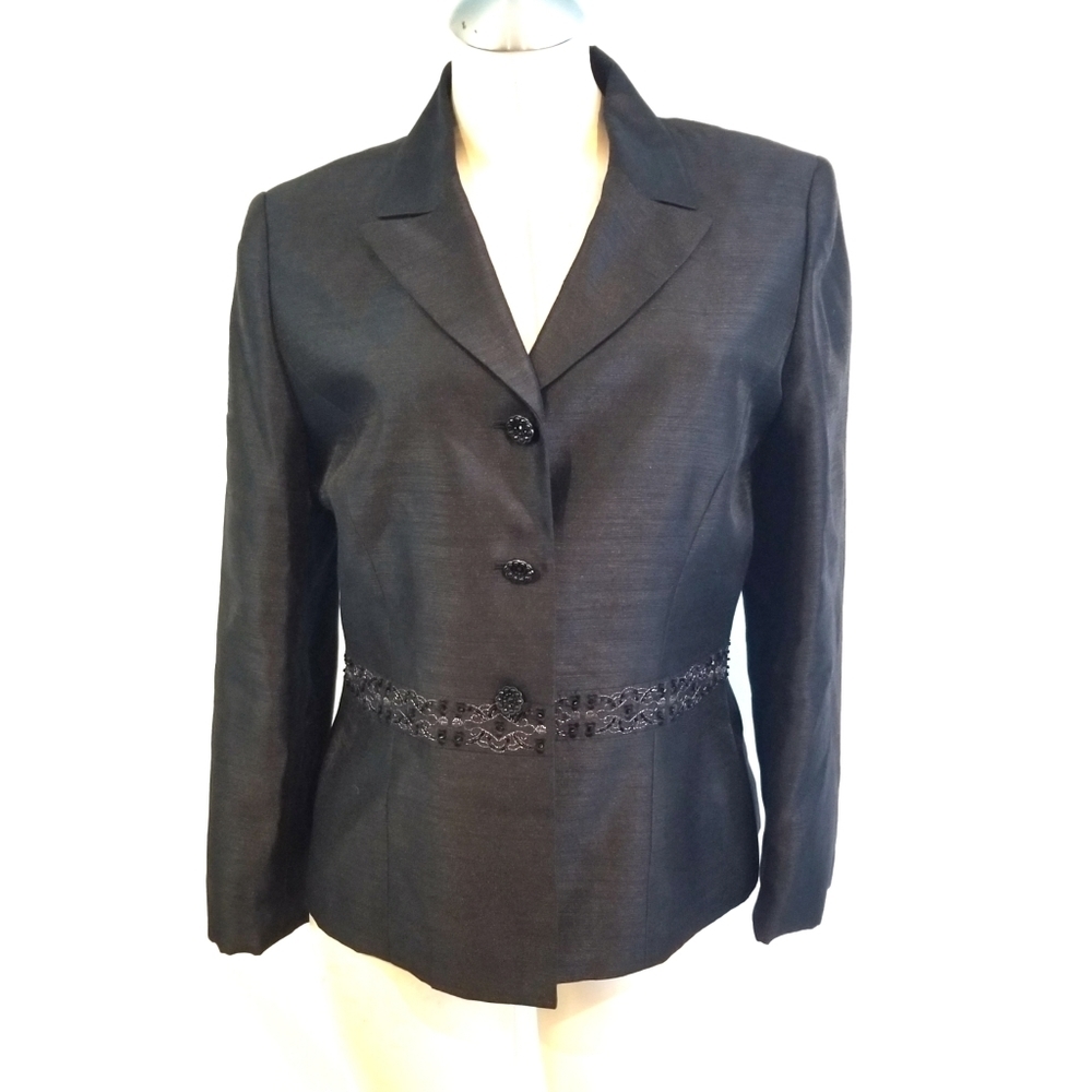 3/$25 Le Suit Size 10 Black Blazer Jacket Embellished